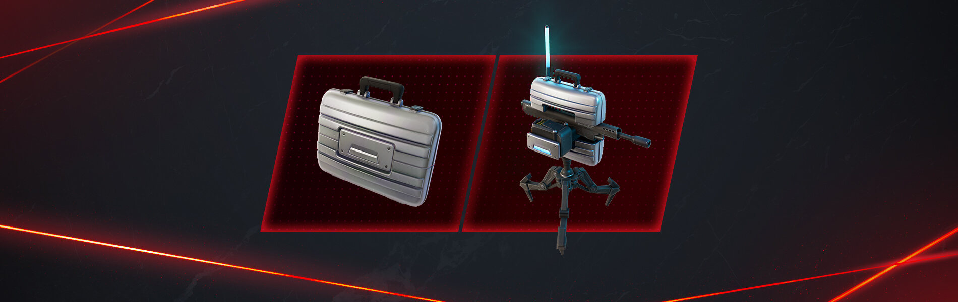 Business Turret in briefcase form and in spaced form in Fortnite